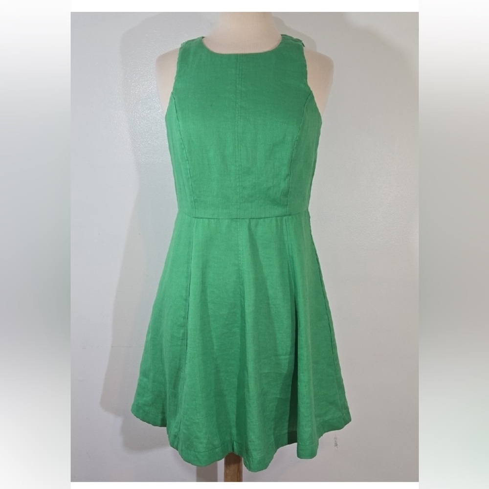 NWT Boden Linen Sleeveless Green A-Line Dress
